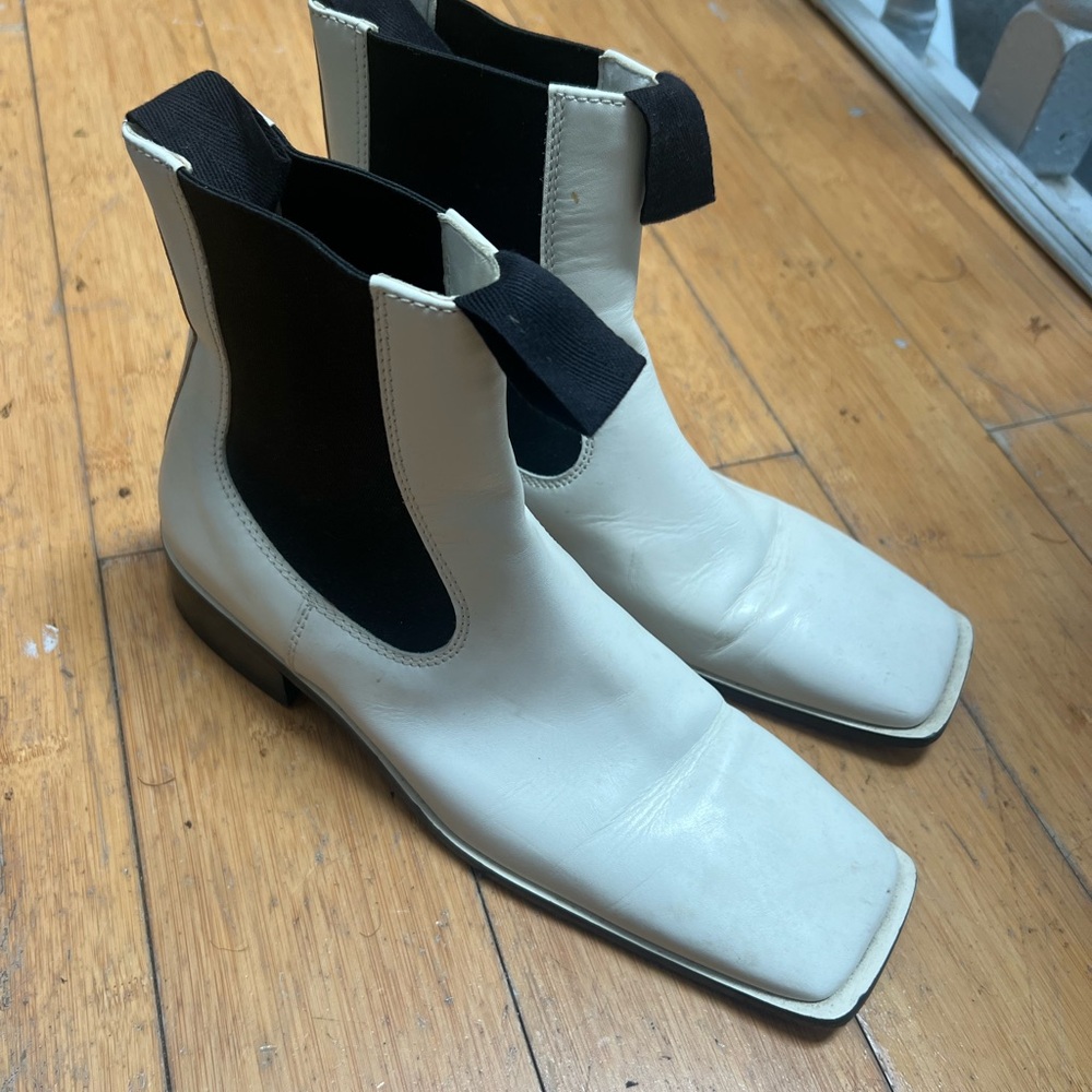 Celine White and Black Ankle Boots